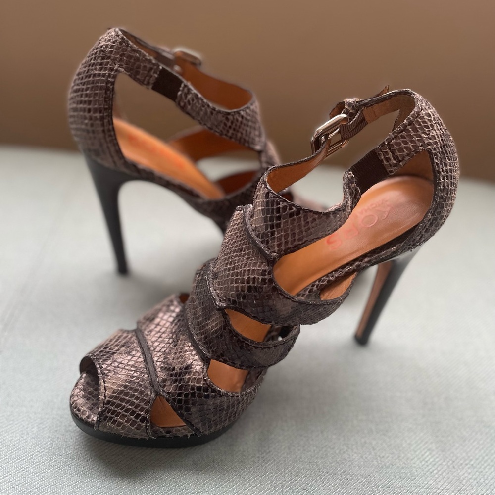 Snake skin Michael Kors Black and Brown Strappy Heels